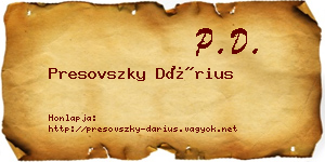Presovszky Dárius névjegykártya